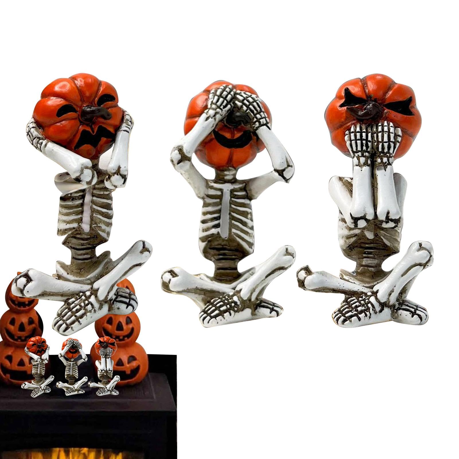 Figurines citrouille squelette en résine de qualité supérieure