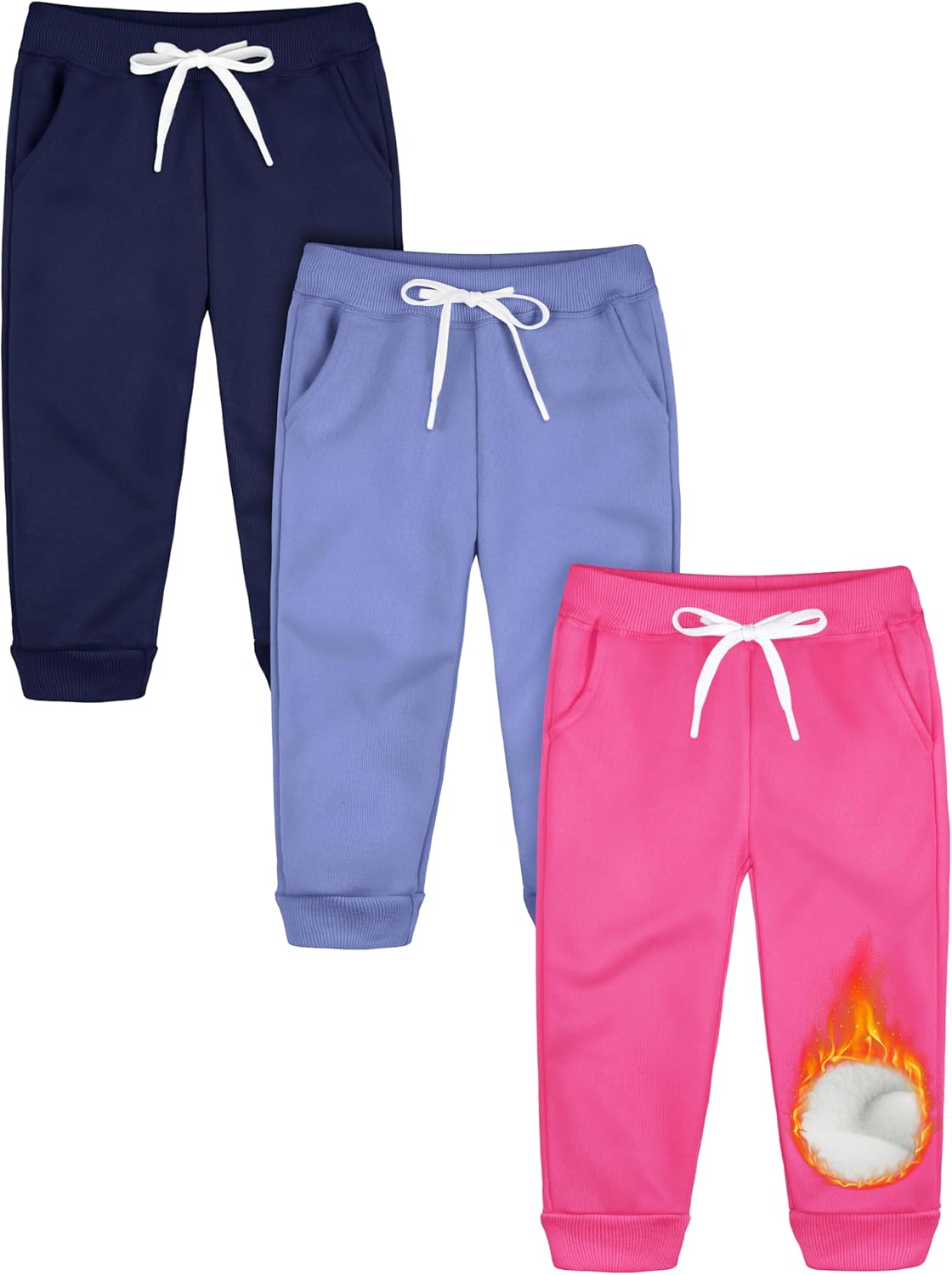 Resinta 3 Pack Toddler and Baby Girls Fleece Sweatpants Casual Pull On Jogger Sweatpants with Pockets Drawstring for Girls Resinta 3 Pack Toddler and Baby Girls Fleece Sweatpants Casual Pull On Jogger Sweatpants with Pockets Drawstring for Girls