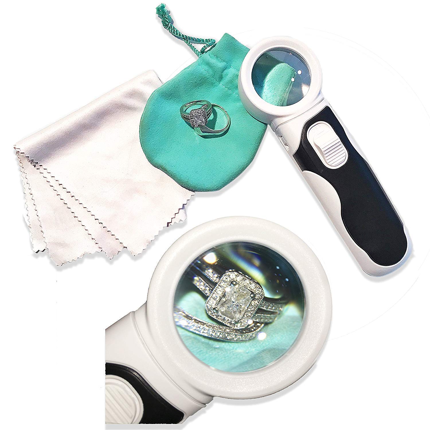 Juego de lupa portátil con lupa iluminada por LED. Lupa con Luces para Personas Mayores, Degeneración Macular, Mapas, Joyas, Monedas, Reparación de Computadoras de Relojes, Pasatiempos, Sellos
