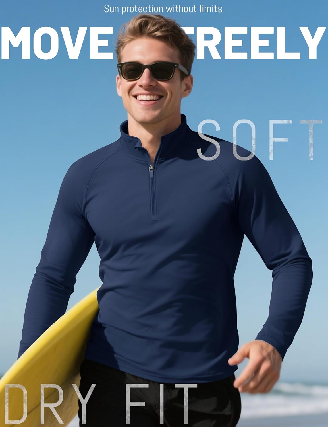 KEFITEVD Men's UPF 50+ Sun Protection Shirts Long Sleeve 1/4 Zip Up T-Shirt Quick Dry UV Fishing Running Rash Guard - Image 4