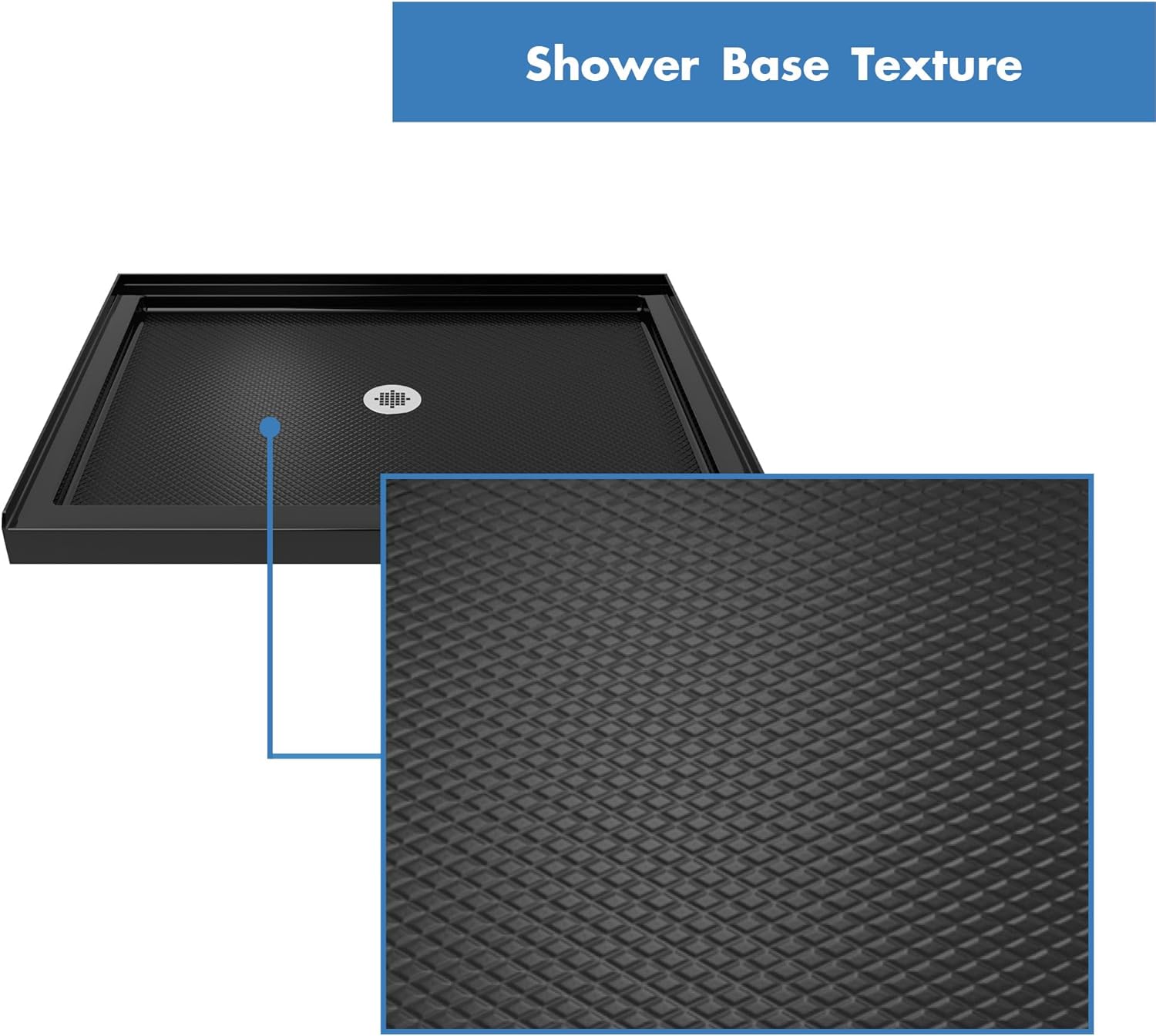 DreamLine SlimLine 32 in. D x 32 in. W x 2 3/4 in. H Center Drain Single Threshold Shower Base in Black, DLT-1132320-88