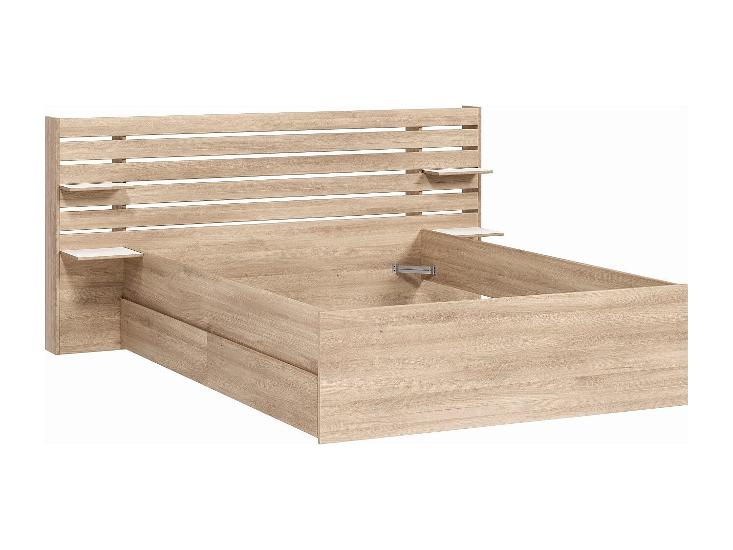 Parisot Lit Adulte ESCALE 140x190/200 cm - Tete de lit + 2 tiroirs - Décor Chene du Japon
