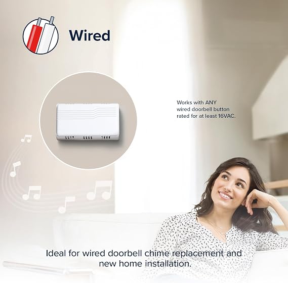 Heath Zenith White Plastic Wired Mechanical Doorbell Chime