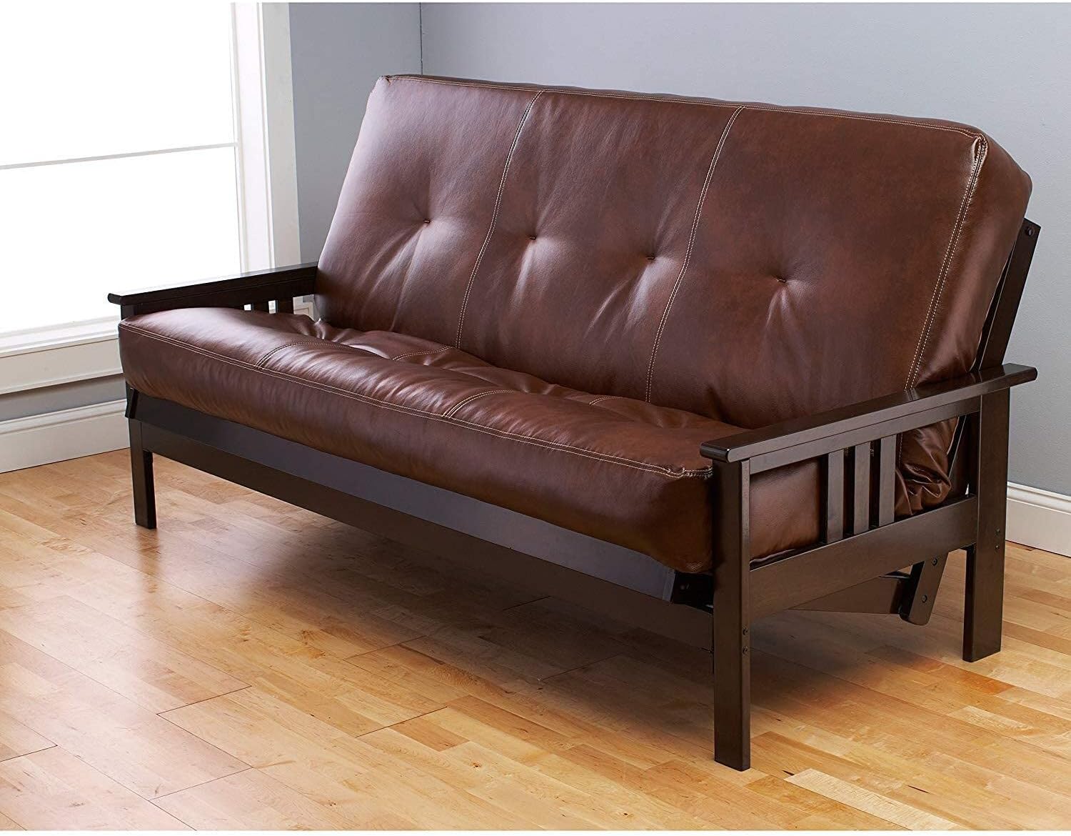 Futon Frame Sofa Bed - Adjustable Wooden Construction Living Room Furniture