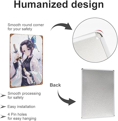 Miniatura 3 de Kimetsu No Yaiba - Póster retro de metal con texto en inglés "No Yaiba" para decoración de pared, 8 x 12 pulgadas