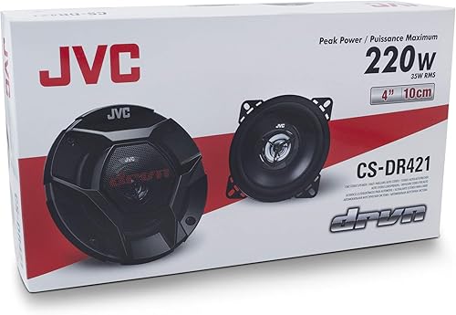 Miniatura 6 de JVC CS-DR421 - Altavoces para automóvil de 4 pulgadas, 220 vatios de potencia, 110 vatios cada uno, coaxial de 2 vías, construido resistente,