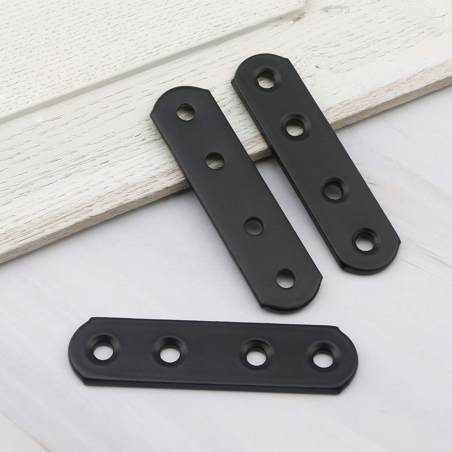 Conector de soporte para placa de reparación de hierro plano de 7,8 cm, soportes de esquina rectos planos, paquete de 20