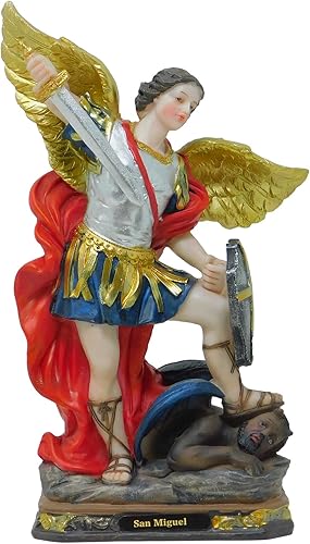 Miniatura 1 de Mrcjsales - Figura religiosa de resina del arcángel de San Miguel, decoración del hogar, regalo sagrado de 8 pulgadas de alto San Miguel