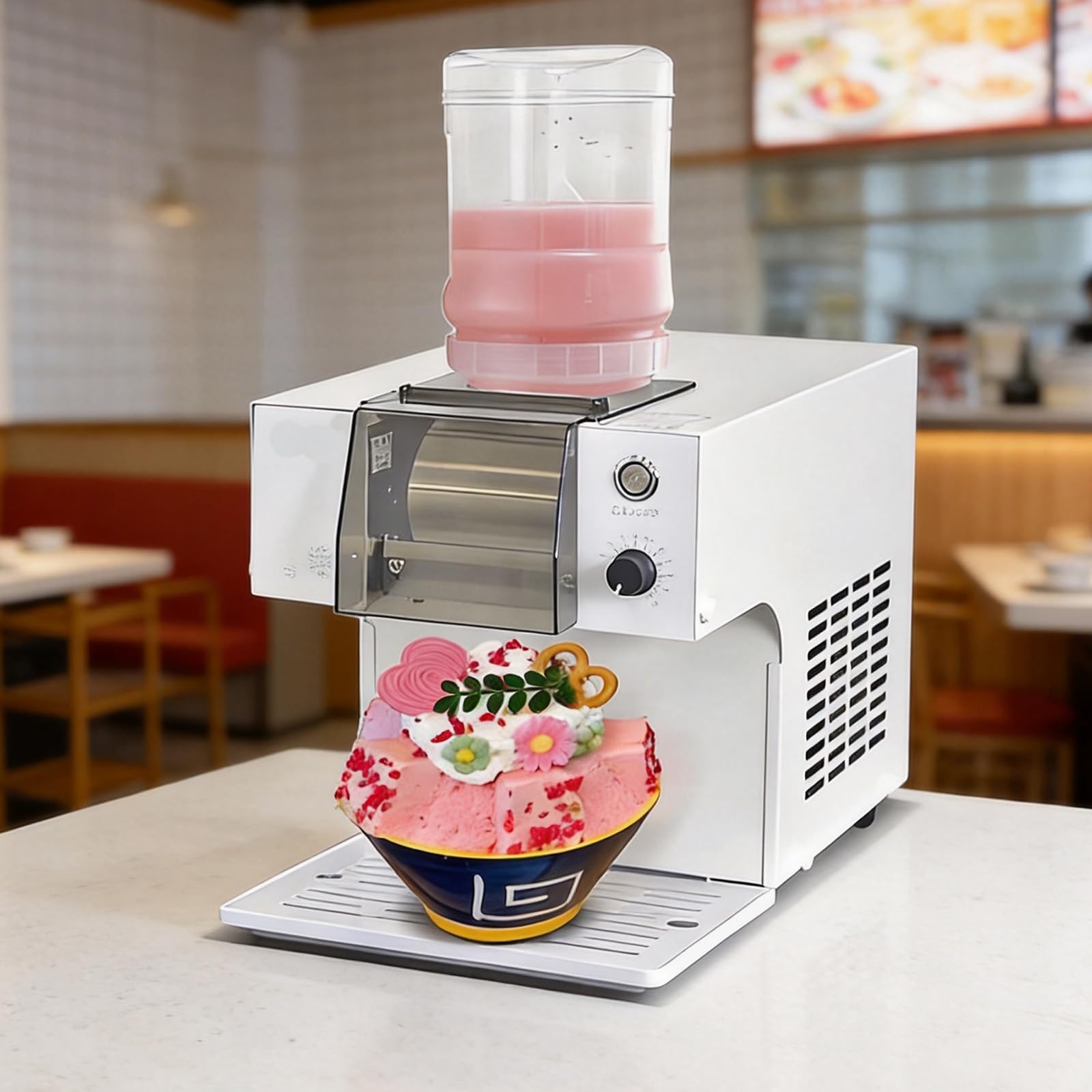 MYFTNP 360W Snowflake Ice Machine, Electric Ice Shaver, Ice Capacity: 80KG/24H, Intelligent Speed ​​Adjustment, Multiple Ice Cube Shapes, for Bars, Restaurants, and Ice Cream Shops