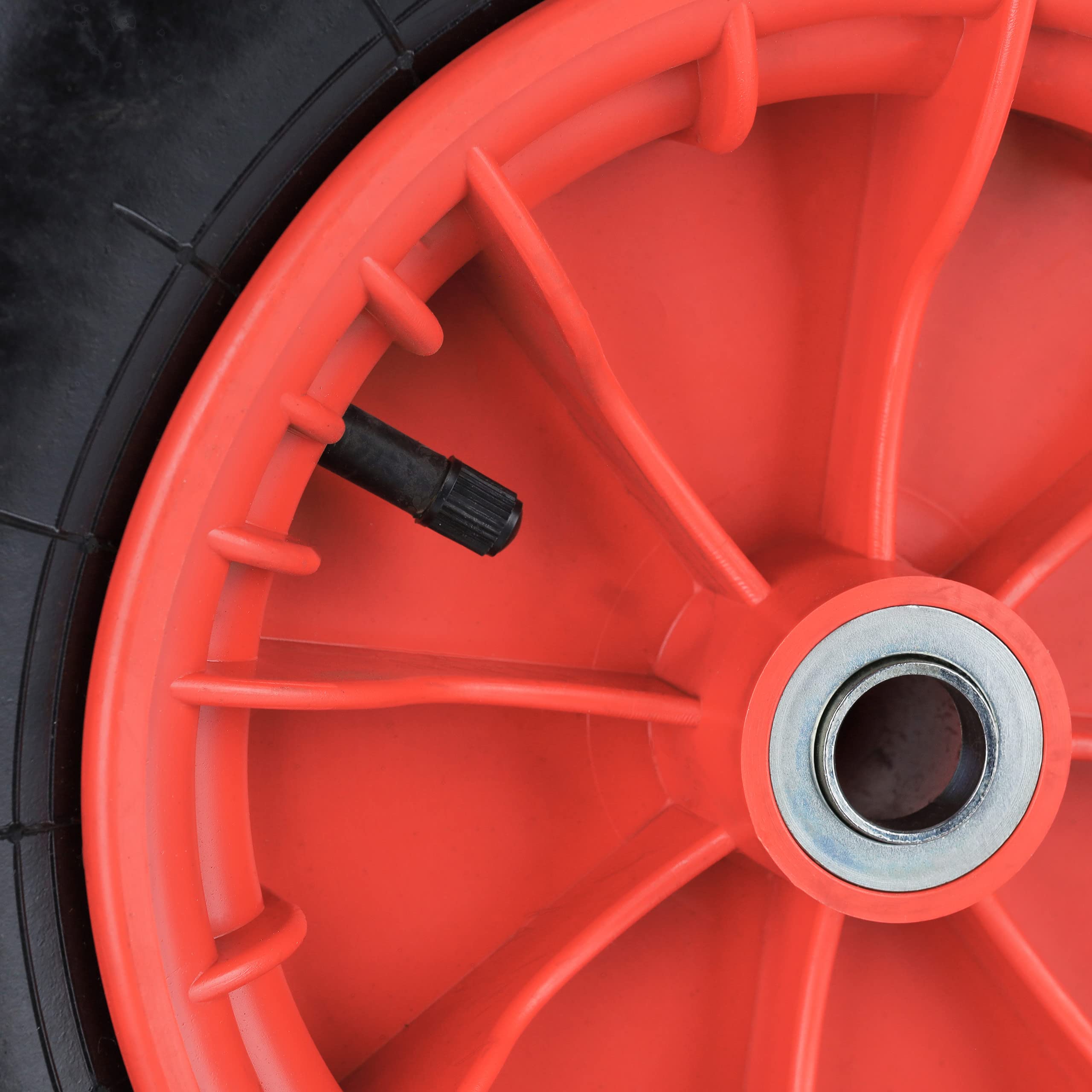 Relaxdays Roue de brouette 4.80/4.00-8, pneumatique, Jante en Acier, Charge maximale : 120 kg, avec Valve, Noir et Rouge