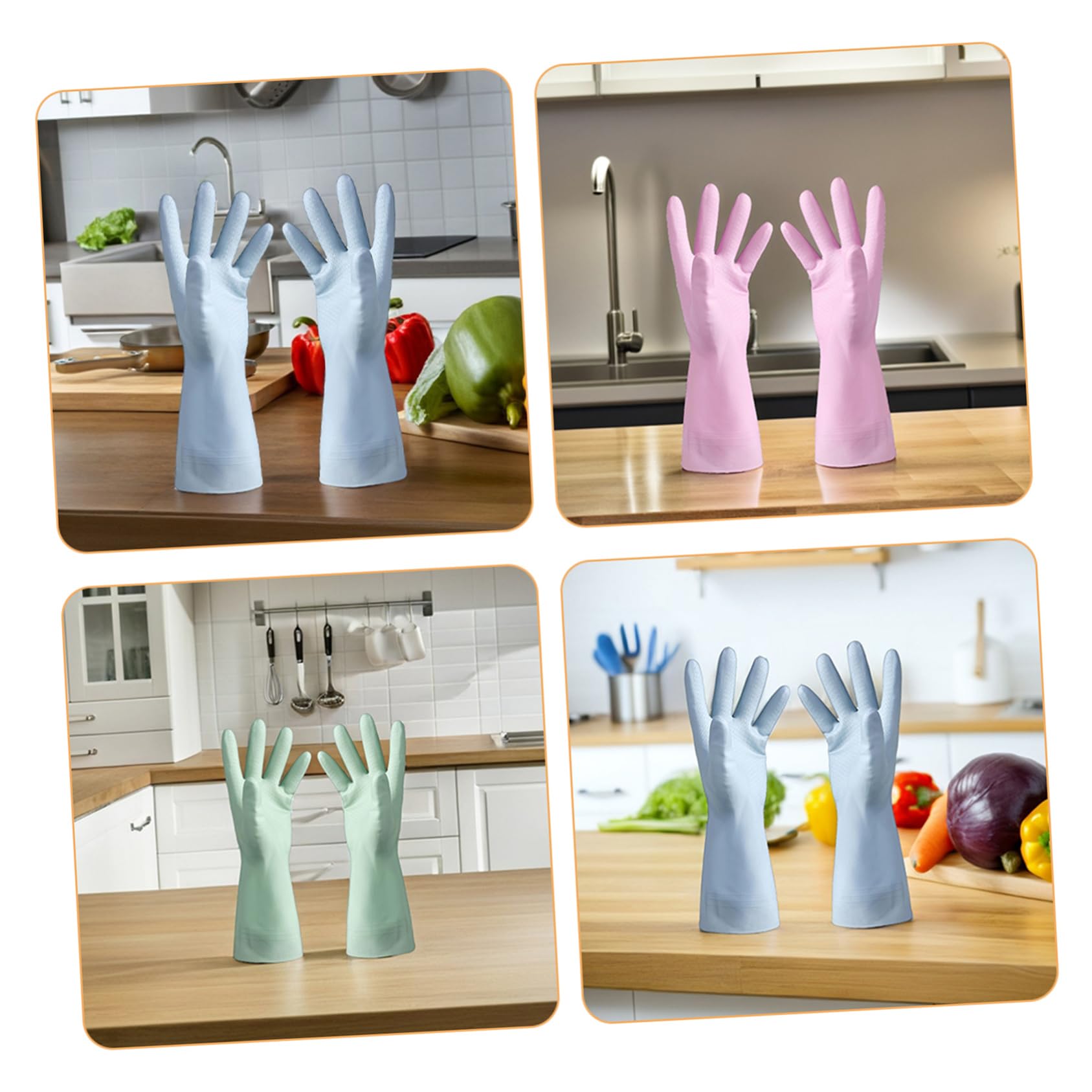 Gatuida 6paia Guanti da Cucina Impermeabili in PVC Pervare i Piatti Guanti per Pulizia Protettivi Riutilizzabili Antiscivolo Multiuso Morbidi e Confortevoli