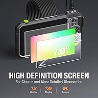 Vista 2 de Triple Lens Borescope with 7" IPS Screen, Teslong 1080P HD Industrial Endoscope Inspection Camera with Light, 16.5FT Flexible Automotive Mechanic