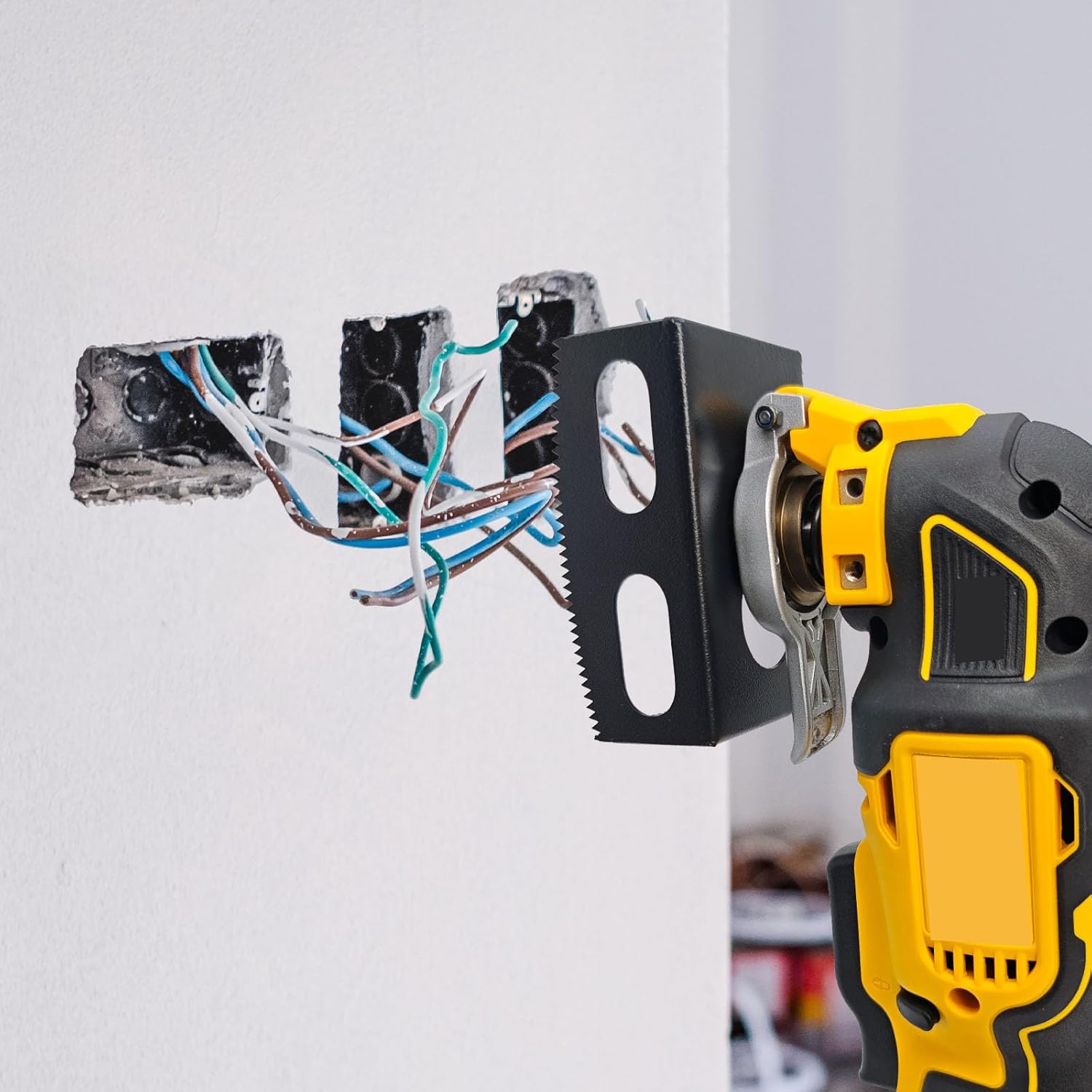 1 Pcs Upgrade Rectangular Slot Cutter, Compatible with Dewalt 20V & Milwaukee M18 Oscillating Multi-Tools, Hardened Steel Drywall Outlet Cutter One Step in Place Electrical Box Cutter for Sheetrock