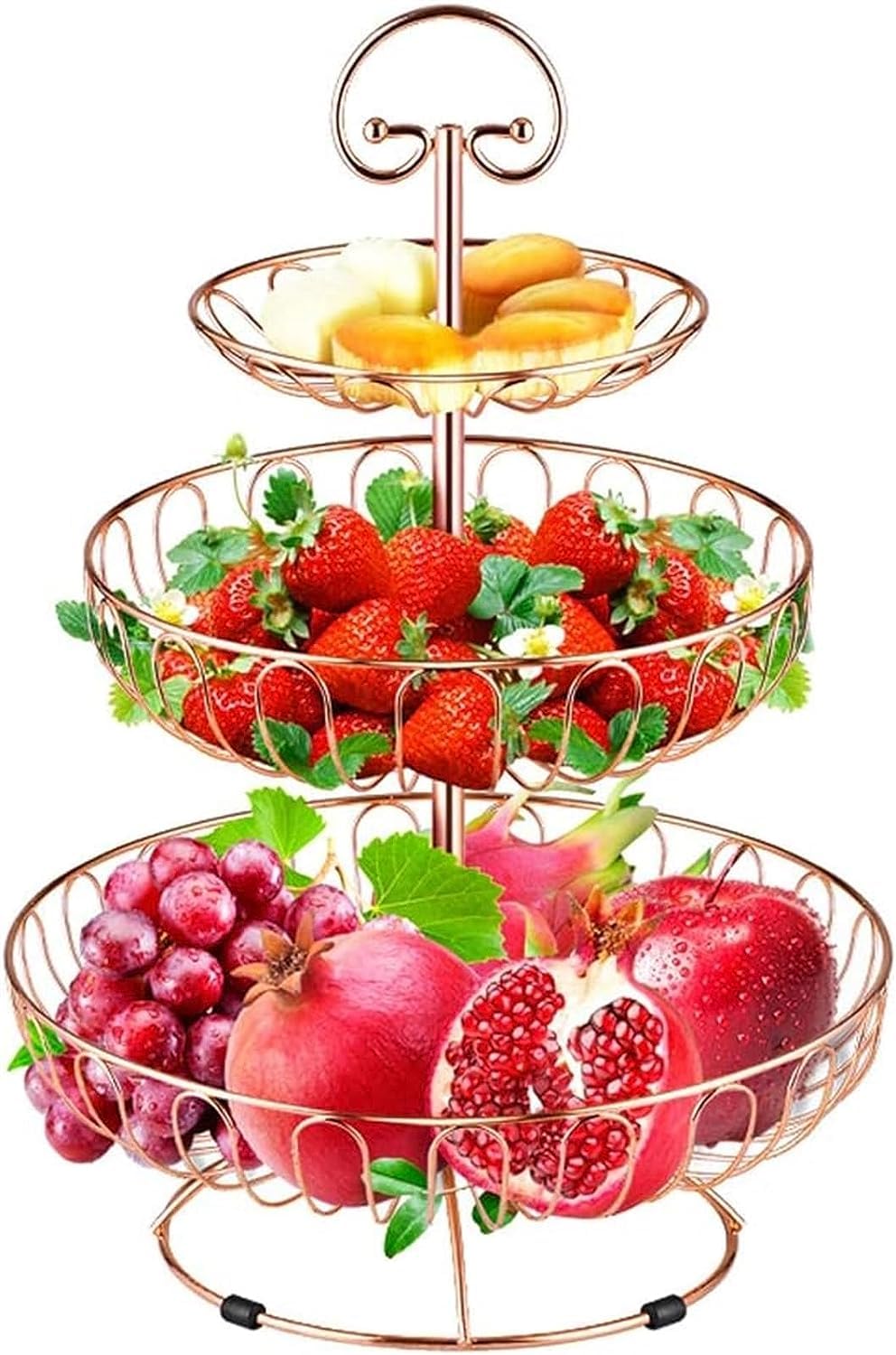 Mnuvxzaewf C Kitchen Ountertop Fruit Rack-Metal Basket 3 Tier(C)