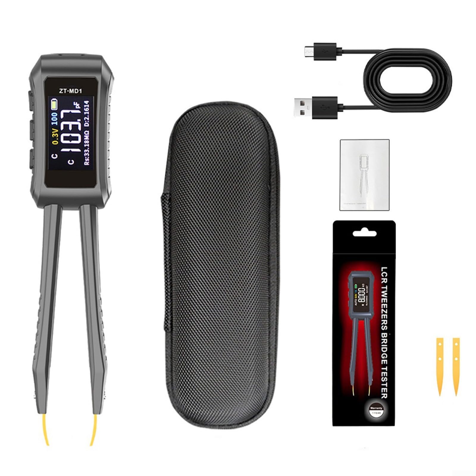 Besttoolifes Mini pinza digital LCR, probador con 0,5% de precisión, probador de multímetro digital para resistencia, condensador, inductancia, voltaje, frecuencia, diodo