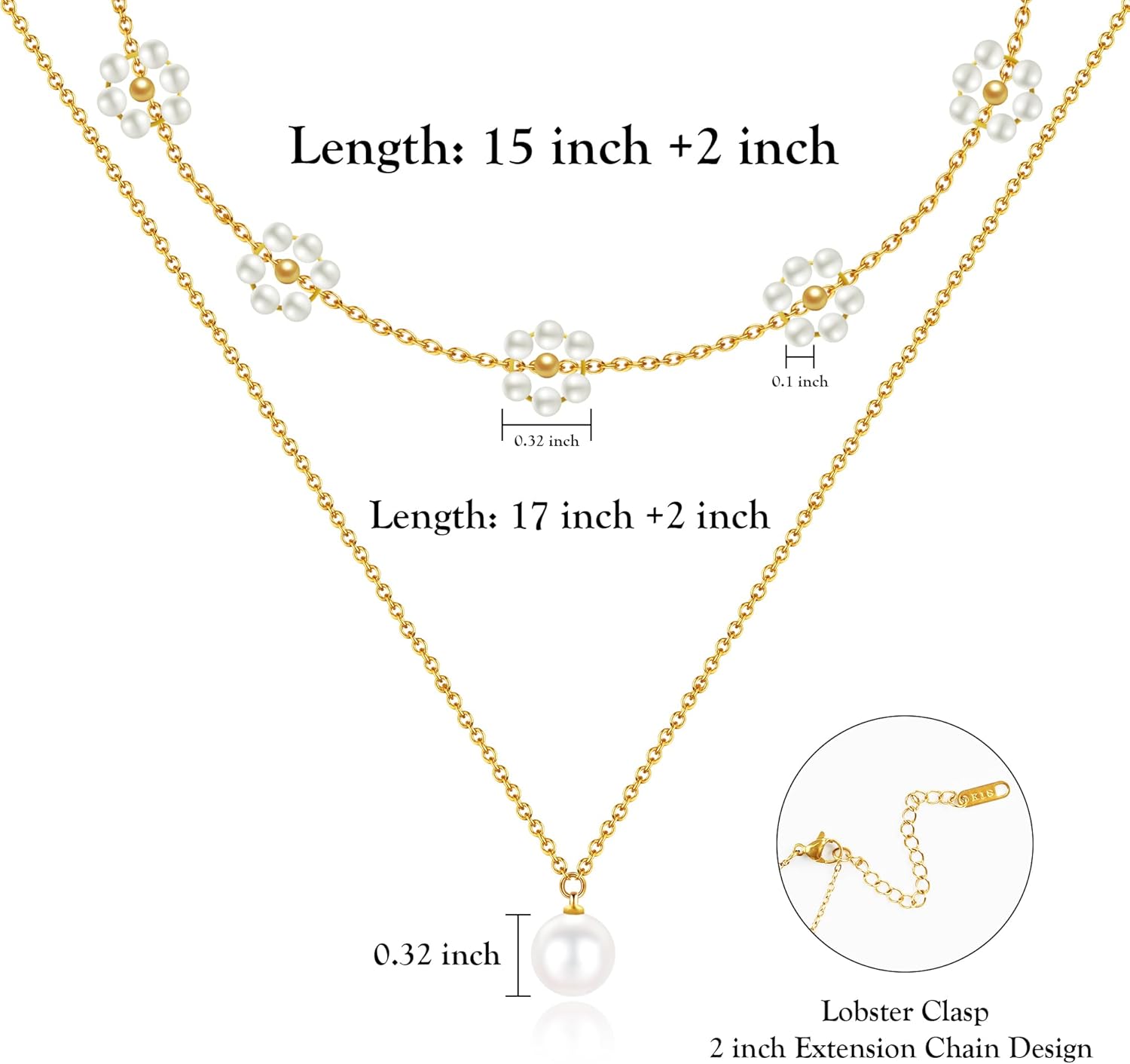 Pearl Necklaces for Women, Gold Pearl Choker Single Pendant Necklace Layered Daisy Jewelry as Gifts for Galentines Day, Wedding Strands for Bride Bridesmaids - Image 6