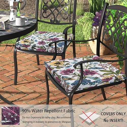 Miniatura 2 de FUNHOME Juego de 2 fundas de cojín para patio al aire libre resistentes al agua con lazos, funda de cojín, funda de asiento para muebles de patio,