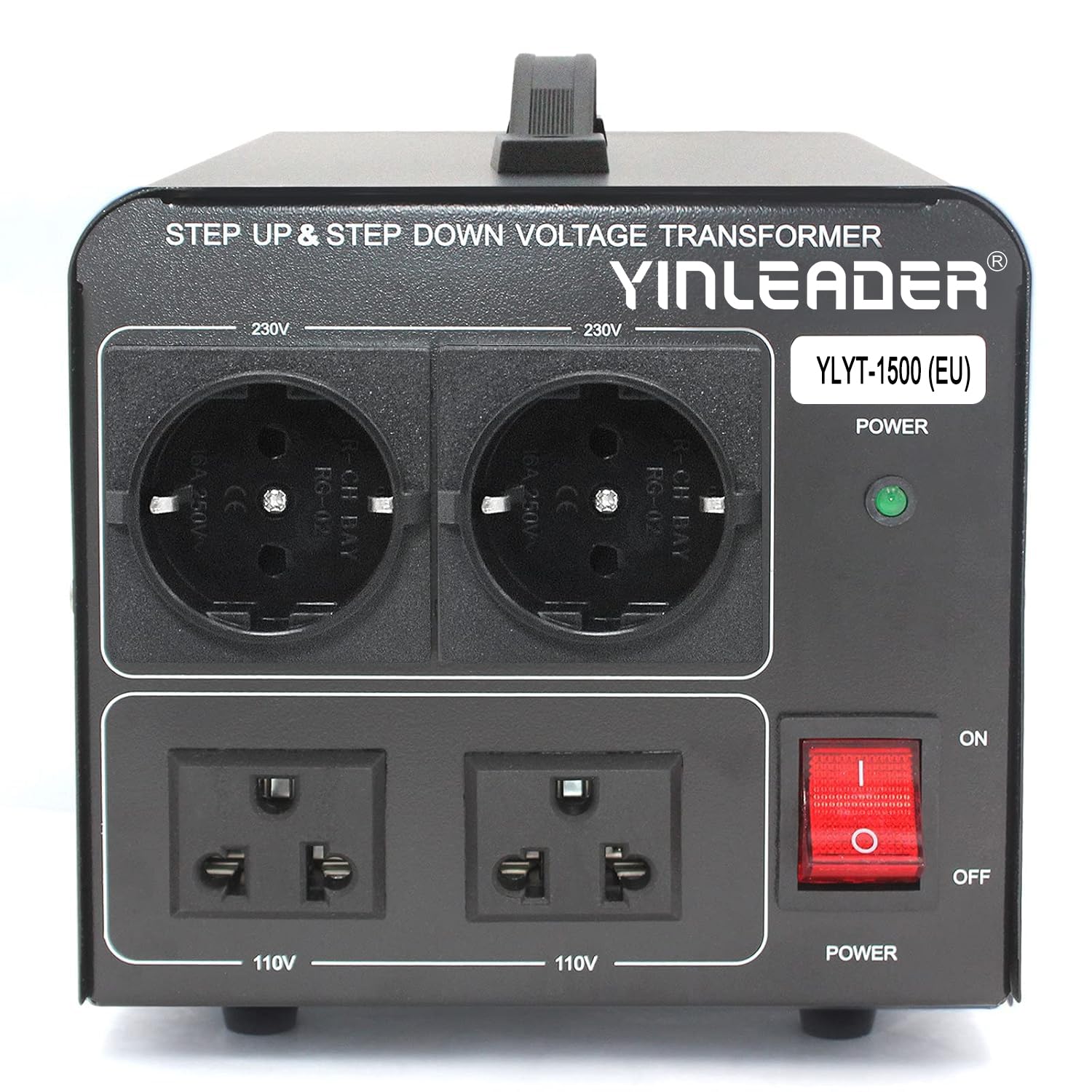 Yinleader Trasformatore di tensione da 1500 VA, Adattatore Convertitore di tensione da 230 V a 110 V/110 V a 230 V, Trasformatore LED