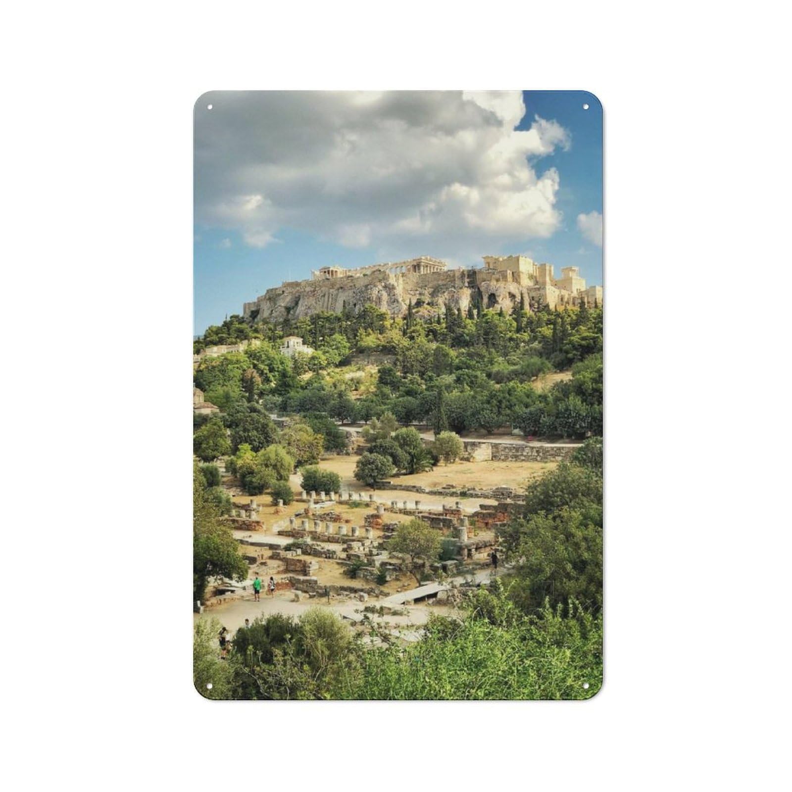 Junmoney Style-18 Metal Wall Sign 30X20cm Featuring Athens(2) For Café Or Restaurant, A New Home Present For Hospitality Interior Collectors