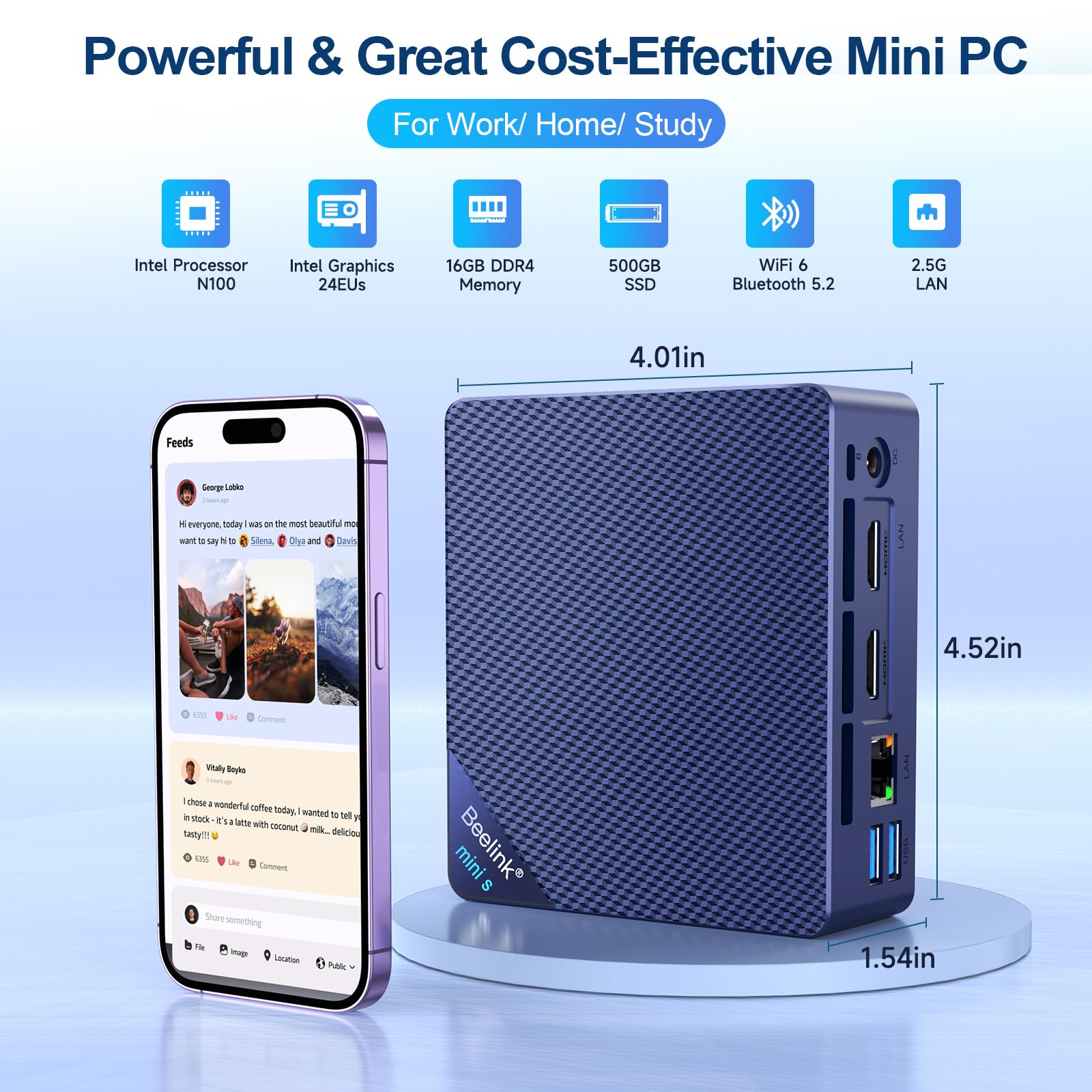 Amazon.co.jp: BeelinkミニPC、第12世代Intel Alder Lake-N100、最大