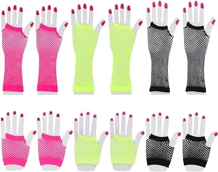 Guantes De Rejilla Sin Dedos - 2 Pares, Malla Elástica, Para Cosplay, Fiesta O Estilo Retro