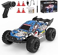 Vista 10 de 1:32 Coche RC Monstruo de Alta Velocidad 20 KM/H con Luz LED, Batería Recargable, Coche RC de Derrape Remoto que Gira 360° - Juguetes para Niños