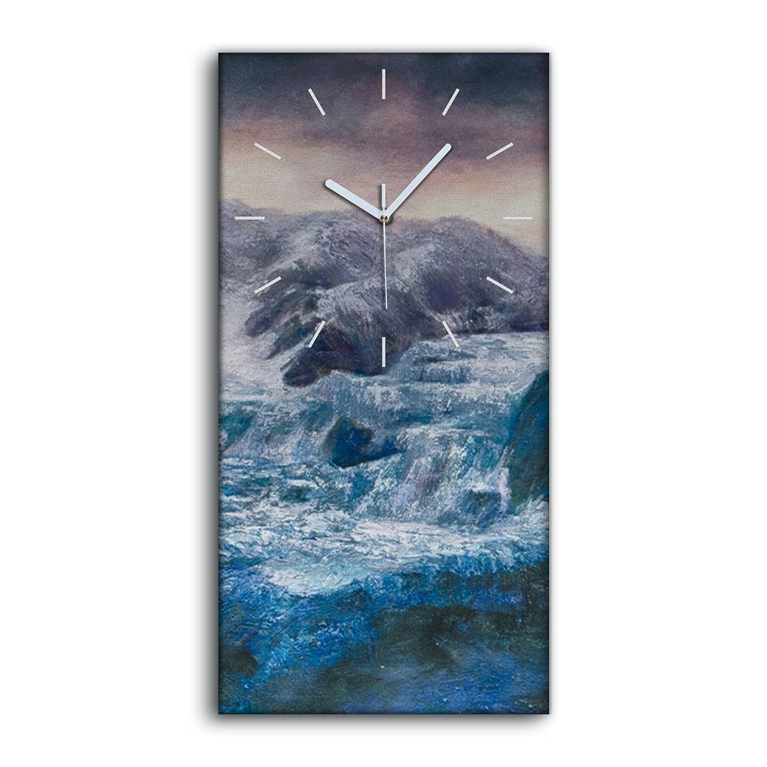 Horloge sur Toile Art de Neige des Montagnes Décoration Murale Premium de Salon