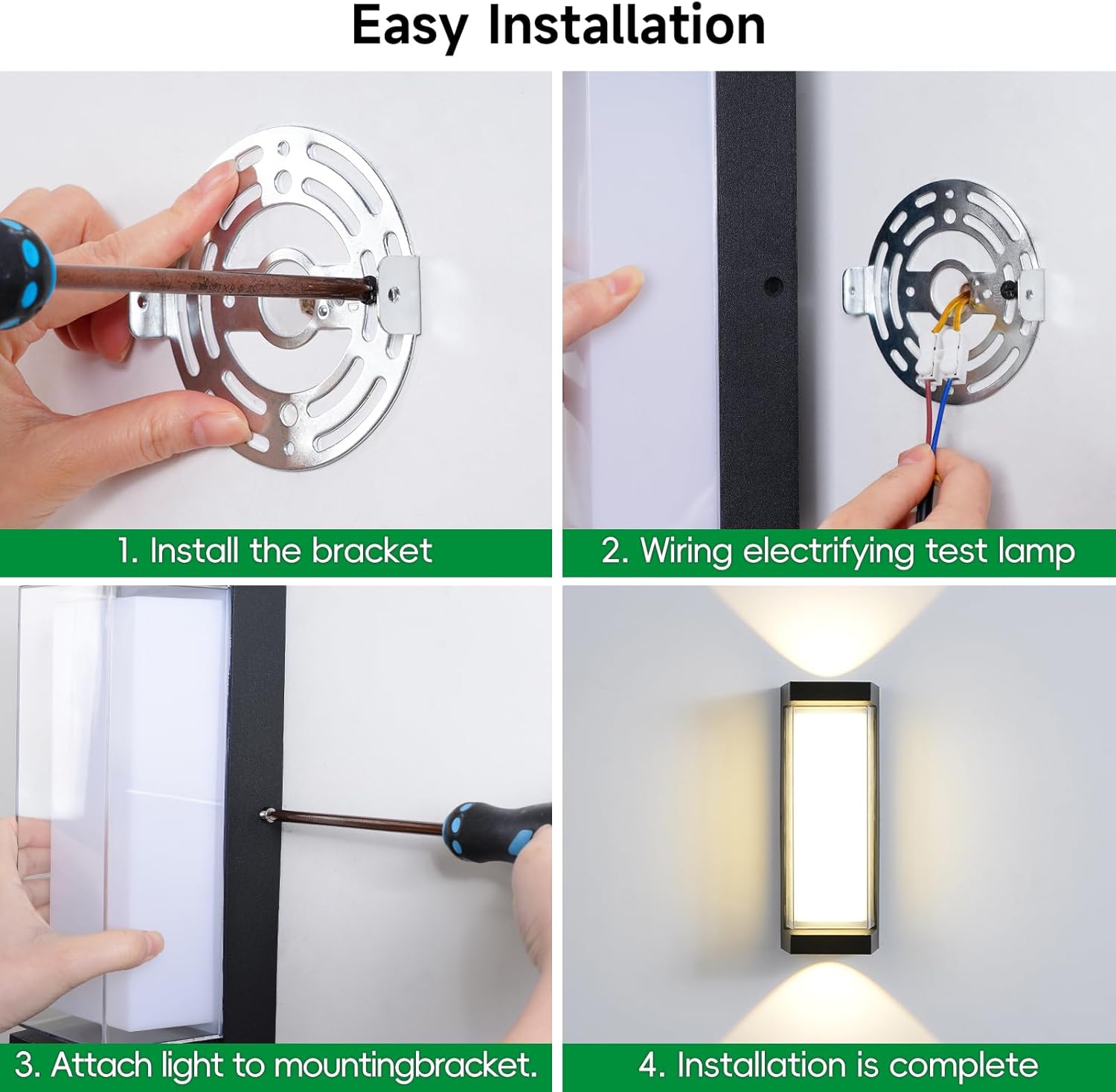 Modern Outdoor Wall Lights 24W LED Exterior Wall Sconces Light Fixtures, Black Aluminum Wall Mount, 3000LM 3000K Porch Lights with Double Lampshades, IP65 Waterproof for Garage Patio Entryway