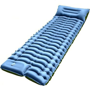 FUN PAC Camping Sleeping Pad,with Foot Pump and Pillow Ultralight Compact Sleeping Mat for Backpacking, Hiking, Tent Portable Single Inflatable Mattress for Outdoor