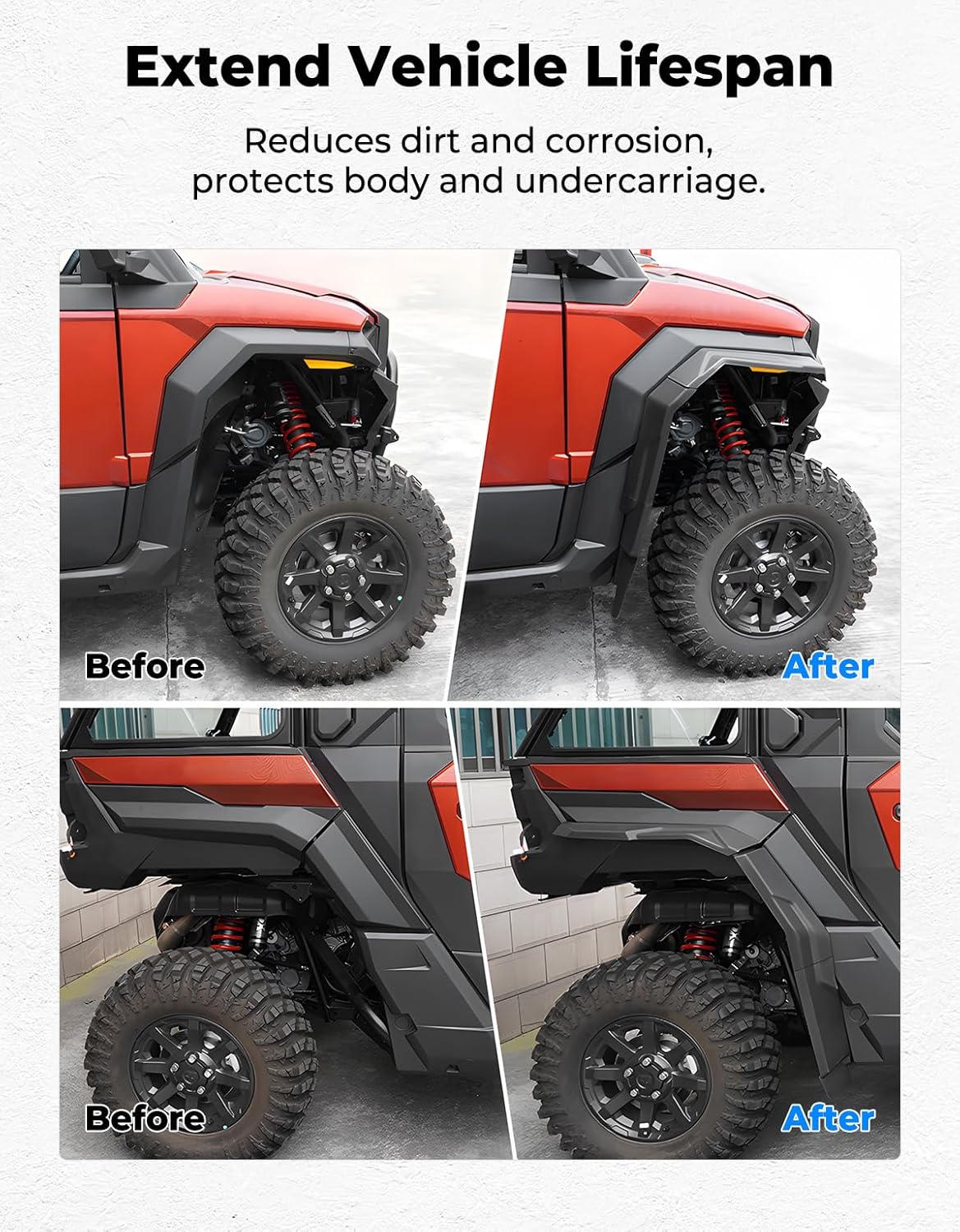 KEMIMOTO Fender Flares and Door Inside Pockets Compatible with Polaris Xpedition XP 5/ADV 5 Northstar 2024+