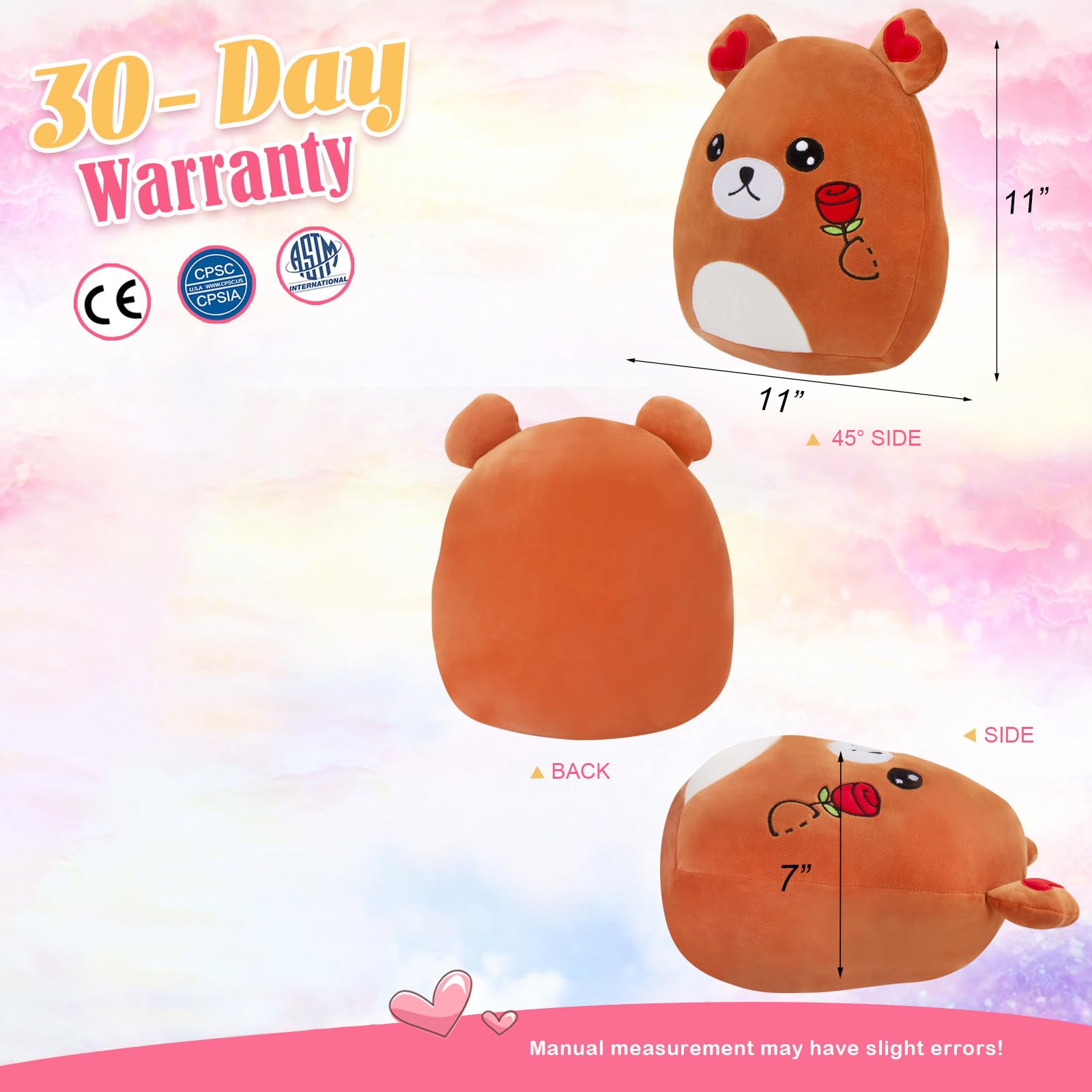 CozyWorld Valentines  Plush Stuffed Animals Squishy Original Heart Love You Dog Pillow Soft Cuddly Valentine Gifts for Kids Girls Girlfriend Boyfriend Mom Lover, 11.5 Inch