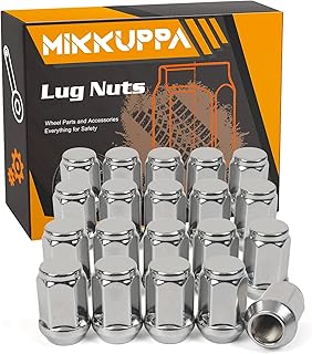MIKKUPPA 20Pcs 1/2-20 Lug Nuts Replacement for 2002-2012 Jeep Liberty, 1993-2010 Jeep Grand Cherokee, 1987-2017 Jeep Wrangler Aftermarket Wheel - Chrome Bulge Acorn Closed End Solid Lug Nuts 1/2 20 G