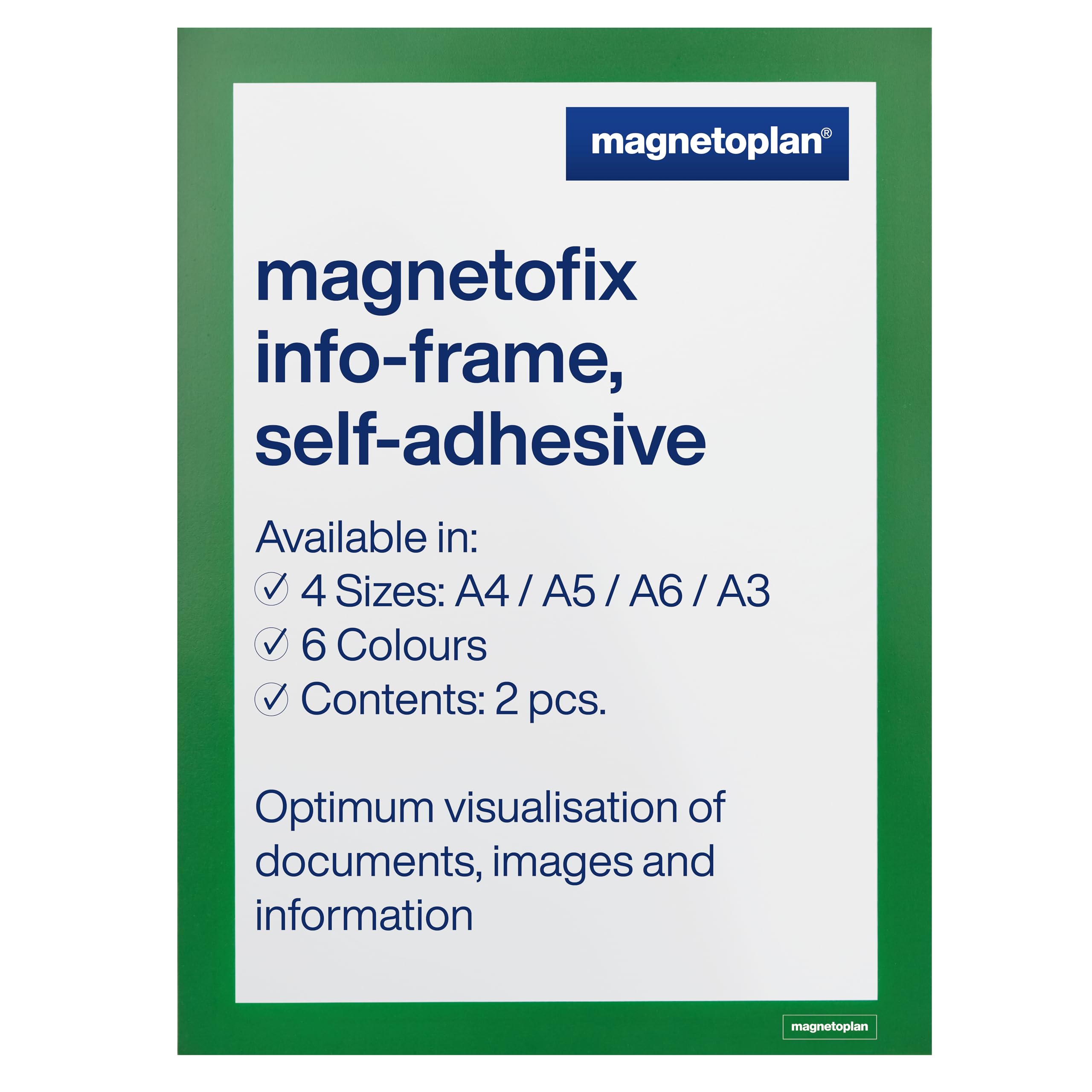 magnetofix Self-Adhesive A4 Information Frame - Green (Pack of 2)