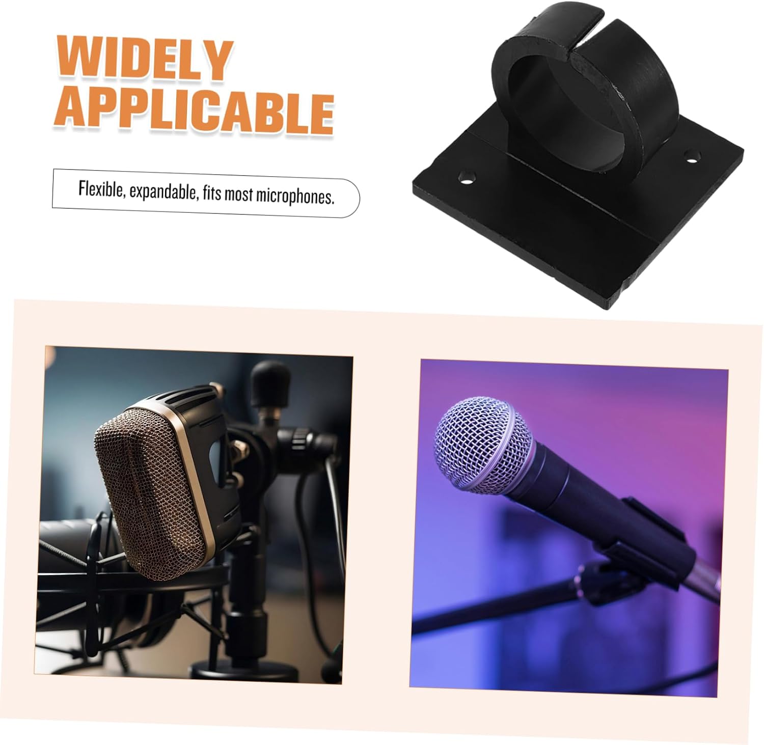 Gadpiparty 4pcs Black Microphone Logo Flag Station Clips Non Adhesive Mic Holder for Handheld Mics Stable Positioning for Studio Interviews Events image 3
