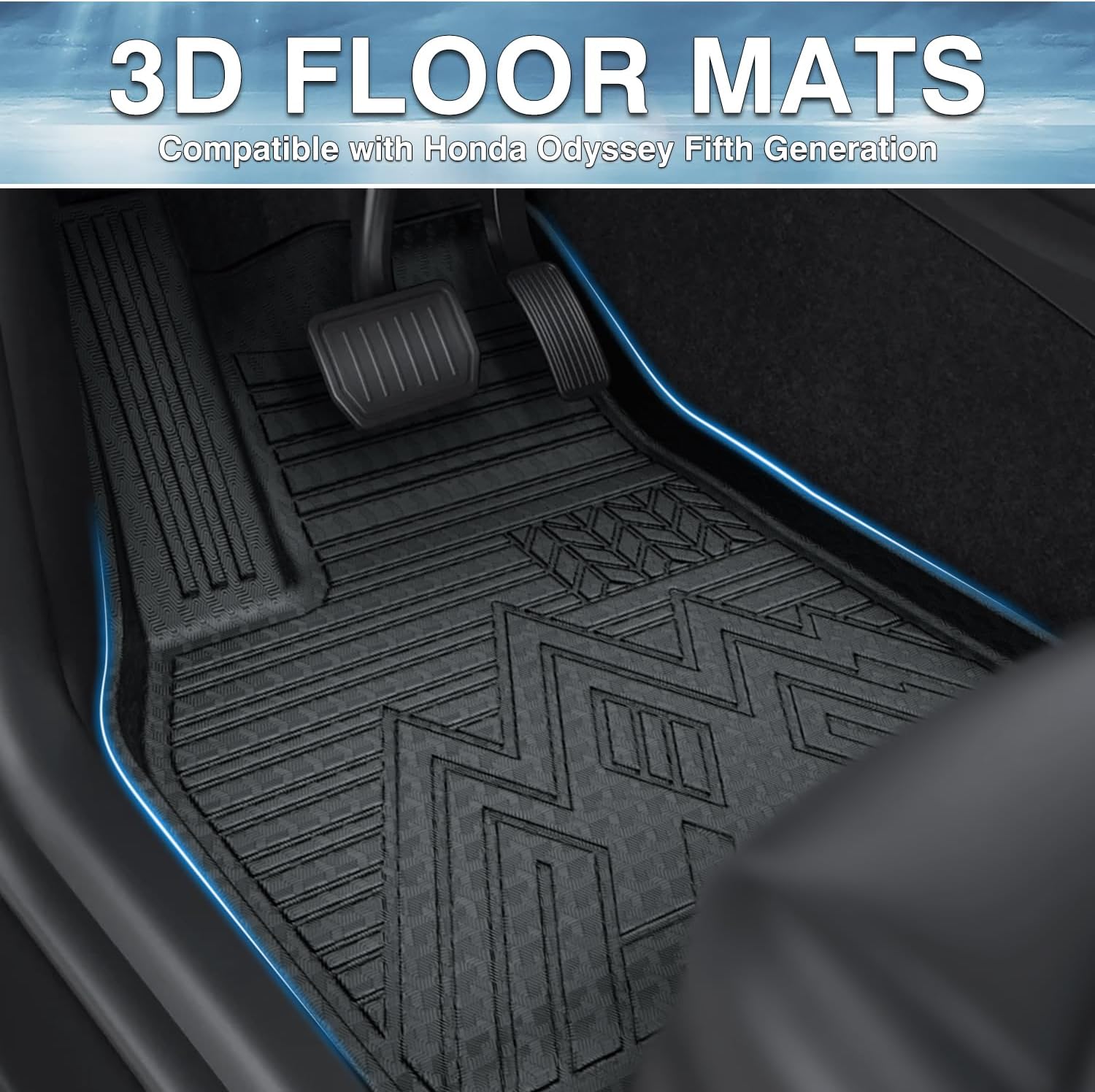 Mixsuper Floor Mats for 2018-2025 Honda Odyssey, Only for 7 Passenger, All Weather Floor Liners for Odyssey Accessories Durable 3 Row Set Black
