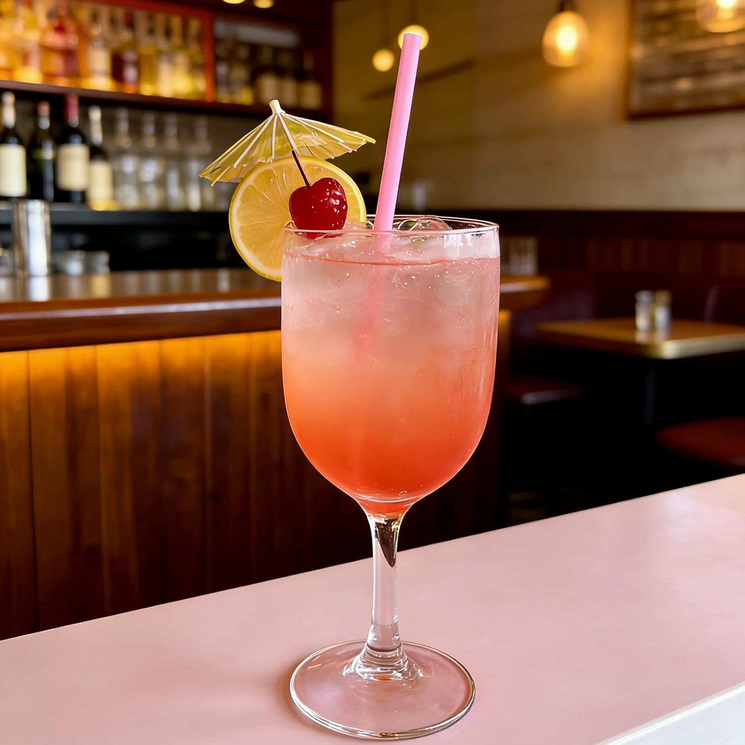 YAOSHENG [200 counts] 5.12 x 0.23inch Drinking Cocktail Straws Pink Straws Disposable Stirrers for Coffee, Cocktail, Party, Bar, Kitchen, Cafe (200, Pink, 0.23 * 5.12 inch)