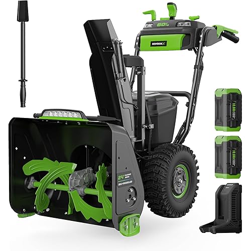 60V Self-Propelled 24-Inch Cordless Snow Blower, 20" Intake Height, 200° Adjustable Chute & 0–80° Deflector, Throws up to 50 ft, LED Headlight, (2) 10Ah Batteries & Charger Included