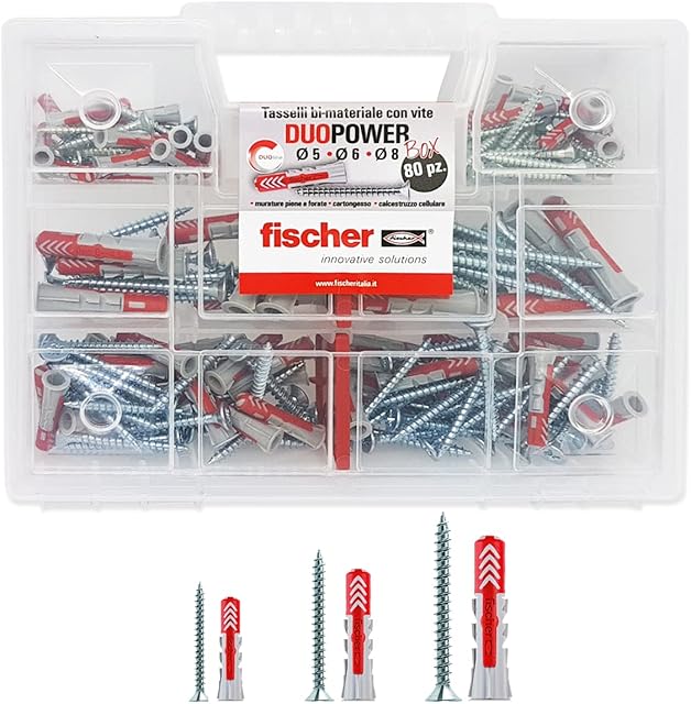 Fischer 544546 Kit Duopower Universal Dowels with Screw, Transparent