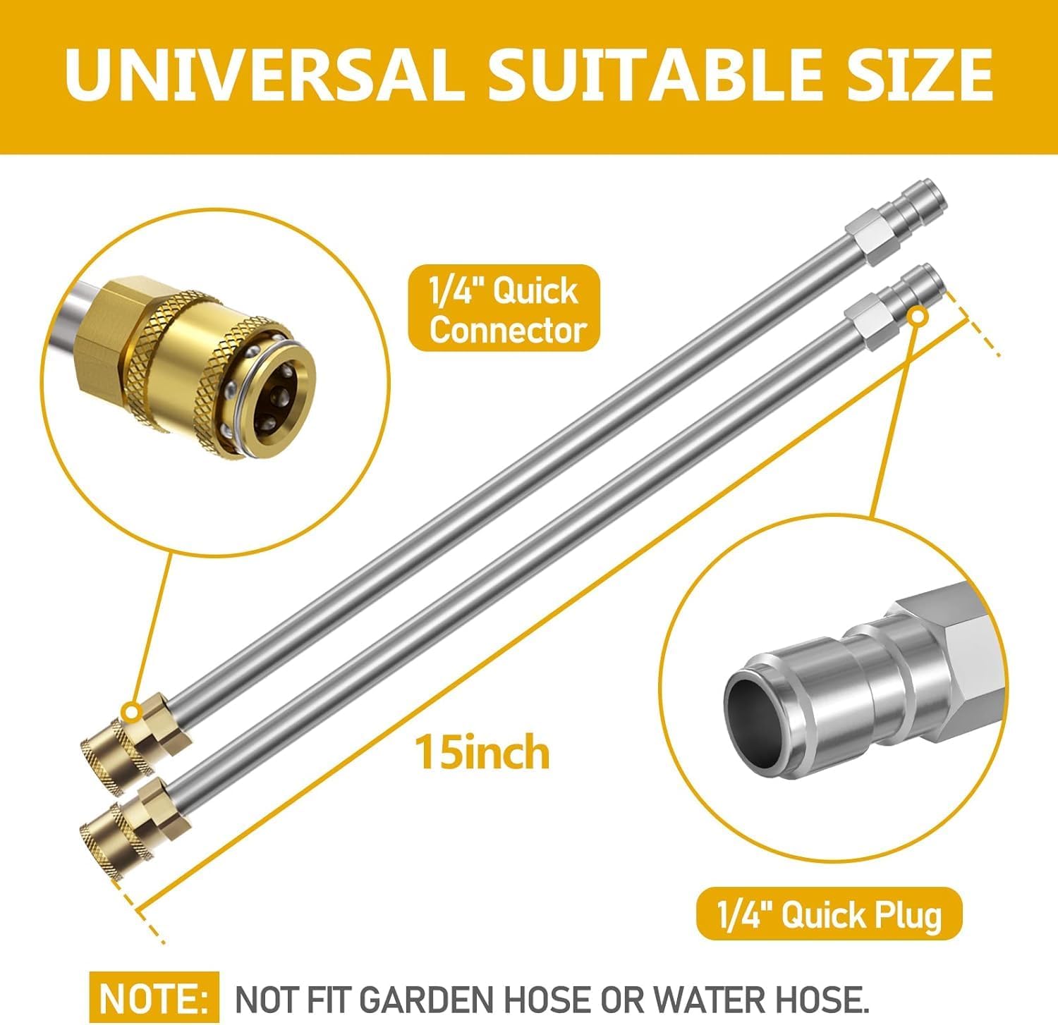 EVEAGE 4000PSI Pressure Washer Surface Cleaner, 15.5" Stainless Steel Housing Power Washer Accessories Power Washer Surface Cleaner with 4 Wheels, with 2 Extension Wand, 2 Replacement Nozzles