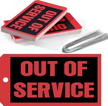 200PCS Out of Service Tags - 6.22 x 3.15-in Maintenance Required Red Tags Repair Tags with 12-in Tag Wires Attached for Machine Equipment Inspection Maintenance