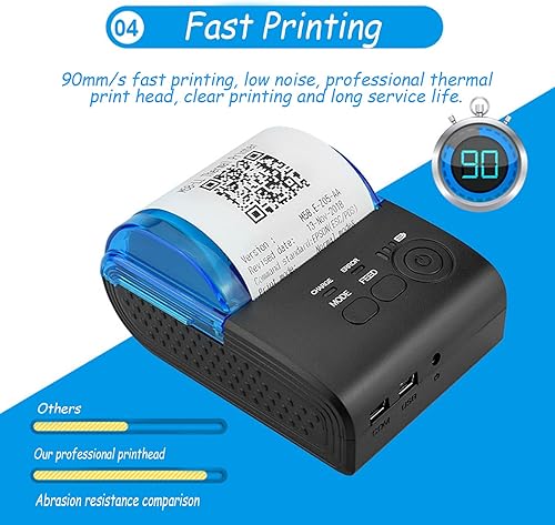 Vista 6 de Yoidesu Mini impresora de recibos, impresora térmica portátil Bluetooth portátil de 2.283 in, compatible con Android VISTA Linux, impresora