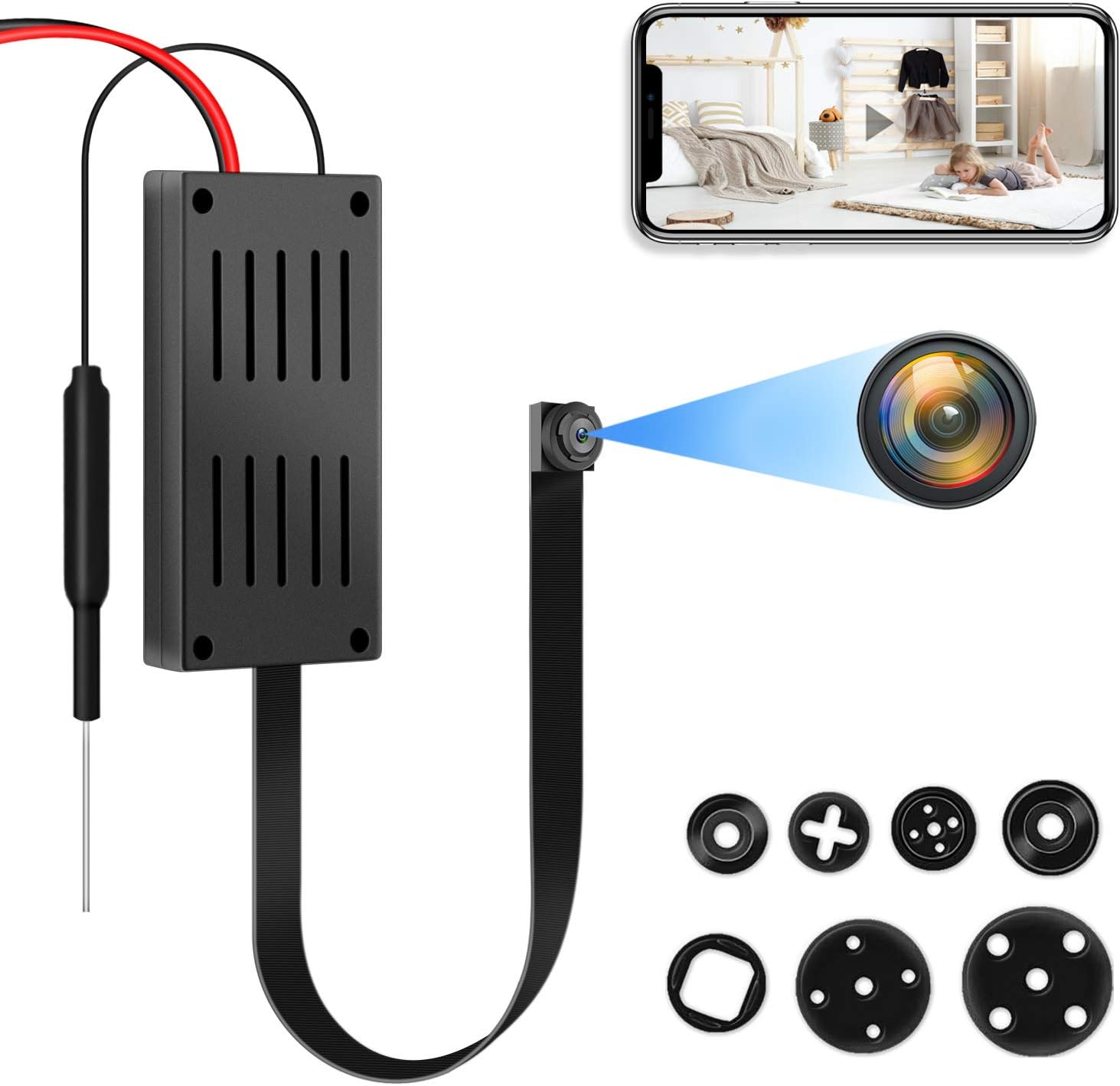 Spy Camera, 4K HD WiFi Hidden Camera, DIY Tiny Wireless Spy Cam, Mini Camera for Home Surveillance Security Cameras with Motion Detection for Indoor Outdoor(2.4GHZ Only, No Night Vision)