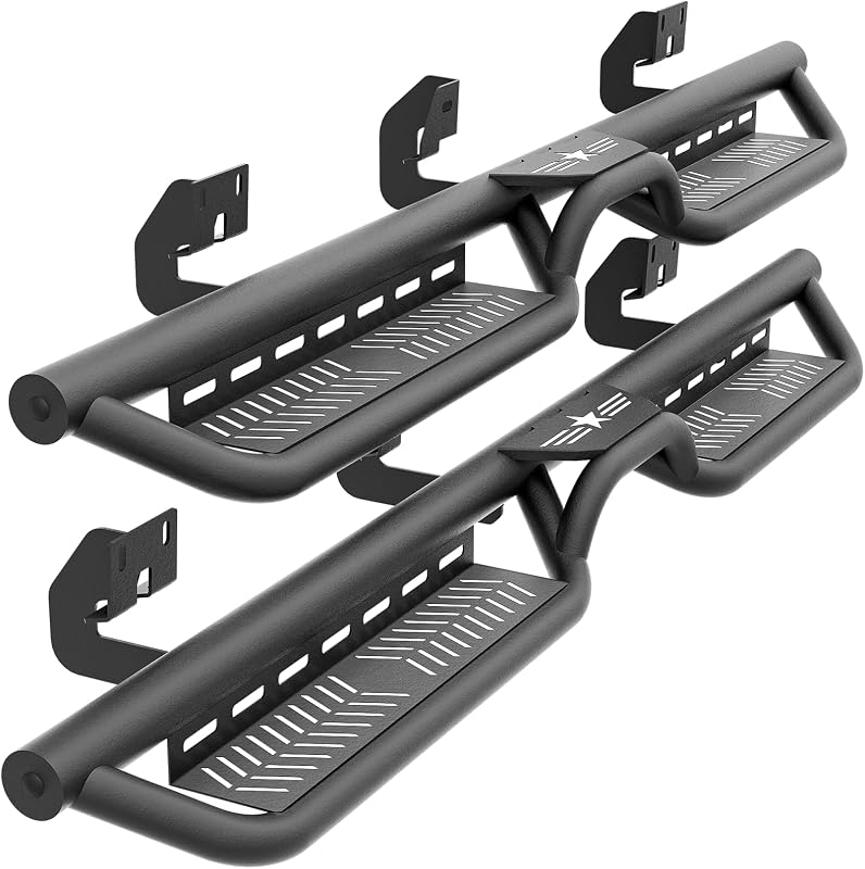 SuperCrew Cab Running Boards Fits 2009-2014 F150 F-150 Super Duty | Side Steps for 2009-2014 F150 Crew Cab Super Duty, Two Stairs Design Side Rail Heavy Duty Nerf Bar Rock Sliders, Star Logo