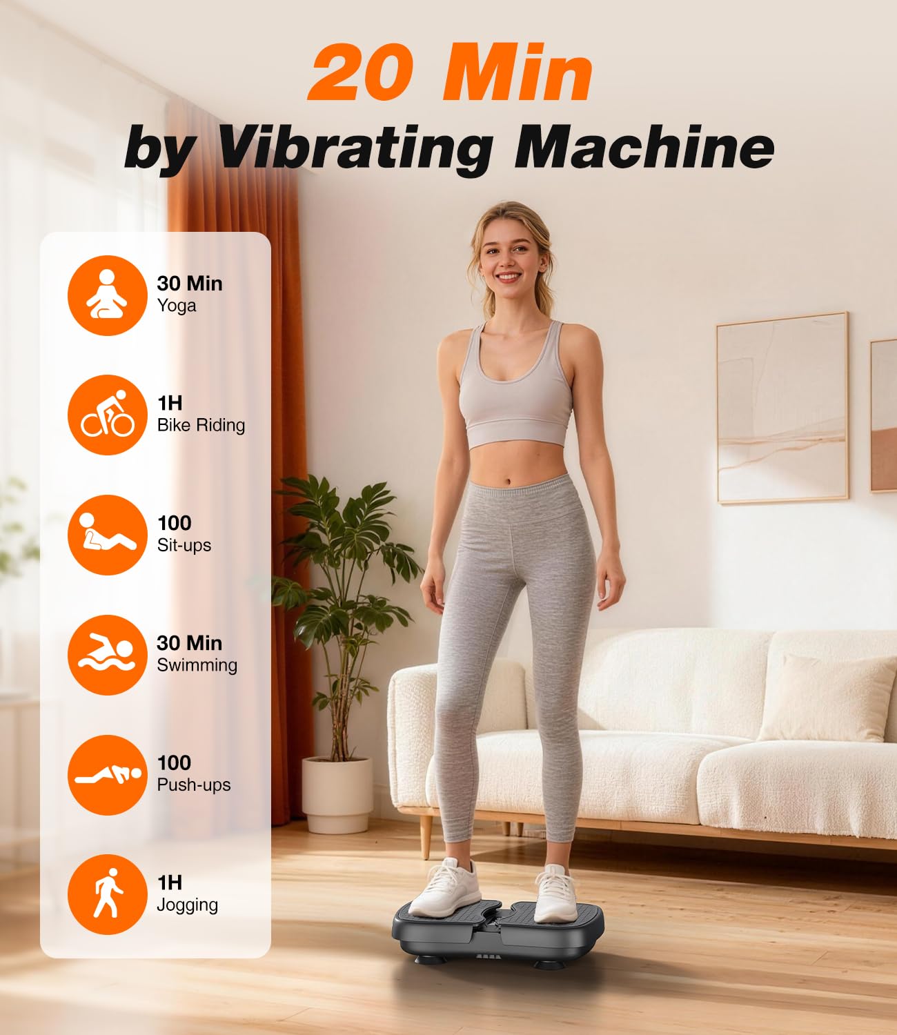 Piattaforma Vibrante con Riscaldamento Vibrator Fitness con 30 Velocità | 5 Modalità Macchina per Esercizi con LCD Touch, Anti Scivolo 130kg Batteria Ricaricabile USB-C – per Rilassamento Muscolare