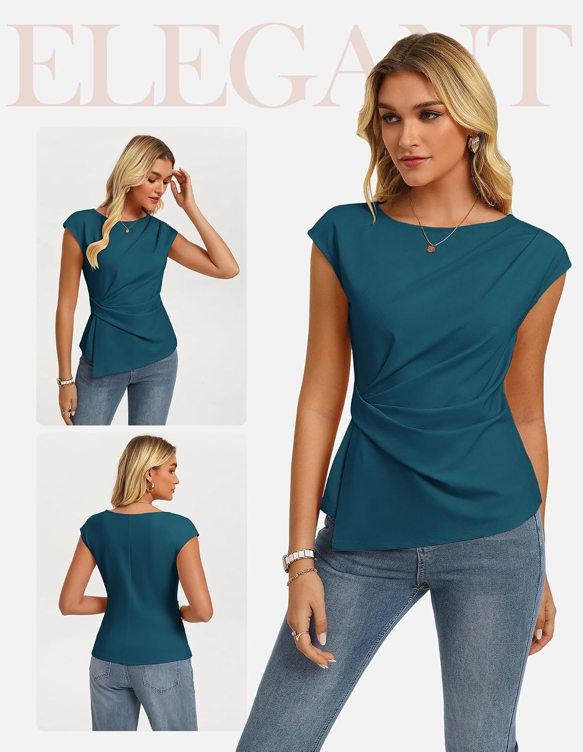 GRACE KARIN Womens 2026 Spring Short Sleeve Tops, Dressy Casual Peplum Shirts Outfit, Tunic Blouses Trendy Fashion Clothes