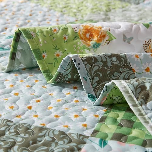 Vista 83 de SunStyle Home - Juego de colcha de cama de microfibra, ligero y suave, reversible, patrón de colcha, colchas para todas las estaciones. 01 - Verde