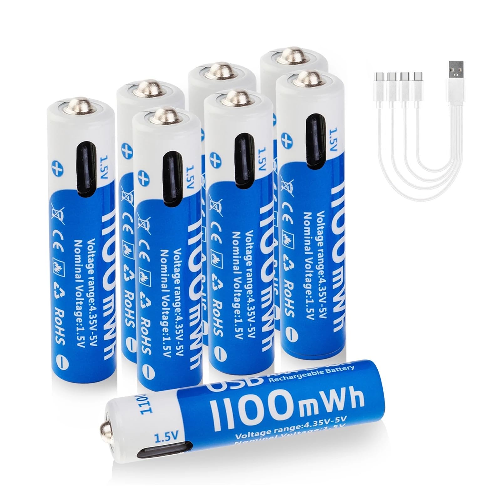 Amélie Rechargeable AA and AAA Batteries reusable battery household kitchen clock games toys (AAA)