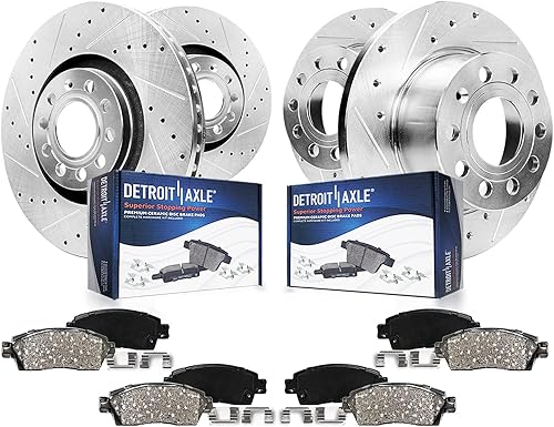 Miniatura 16 de Detroit Axle - Kit de frenos para BMW X3 2004-2010 2005 2006 2007 2008 2009 Rotores de freno perforados y ranurados delanteros y traseros de