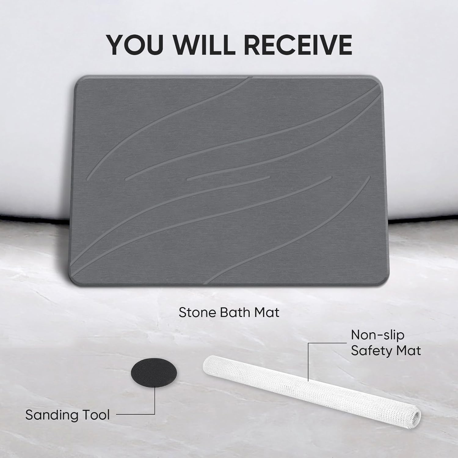 Stone Bath Mat Diatomaceous Earth Shower Mat Non-Slip Super Absorbent Bathroom Floor Mat Quick Drying Natural Easy to Clean(24 * 16 Grey) - Image 6