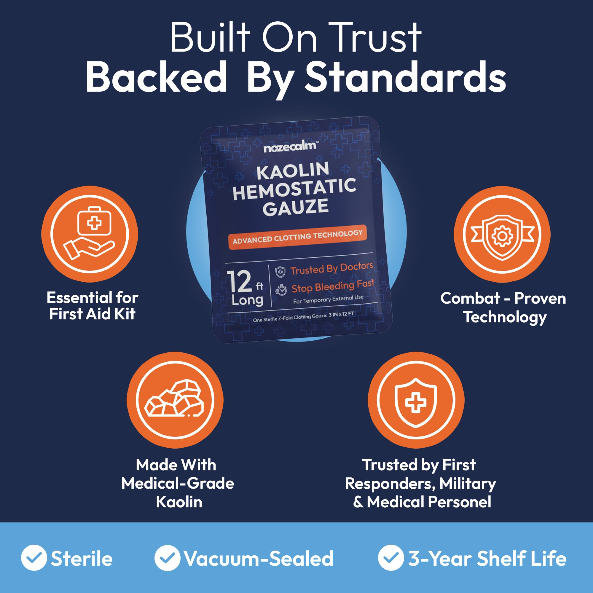 Kaolin Hemostatic Gauze, Sterile Clotting Bandage - 3 Inch x 12 ft — Amazon image 6